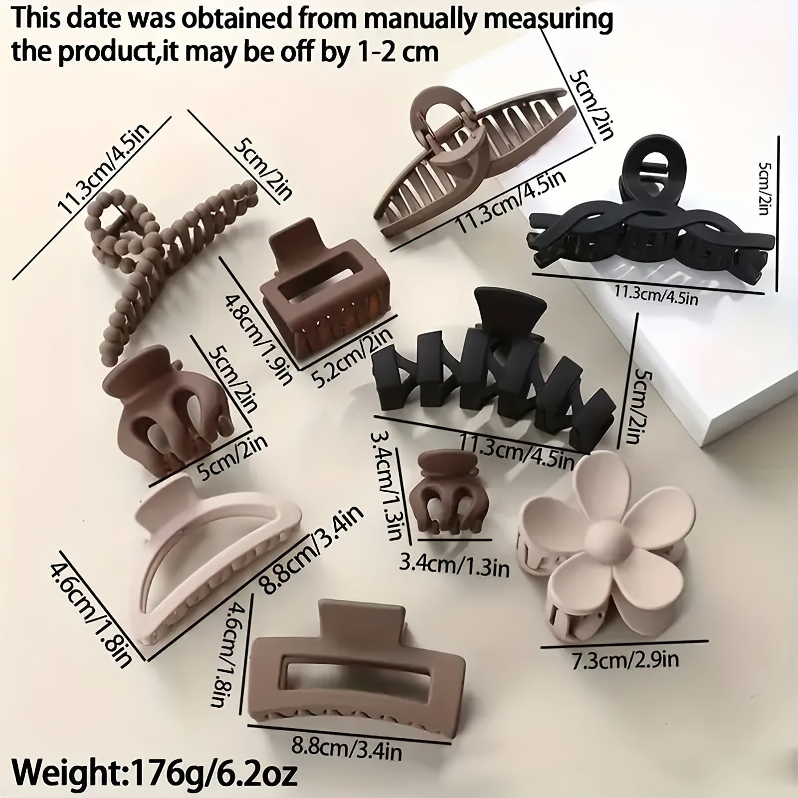 TEMU 10pcs Non-slip Hair Claw Clips For Women - Jaw Clips For Thick, Curly Hair - Inner Teeth Design For Secure Hold - Soft & Comfortable Resin Material