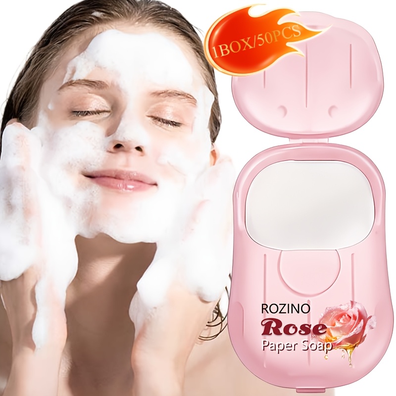 Portable Rose Scented Soap Sheets, 50pcs Box