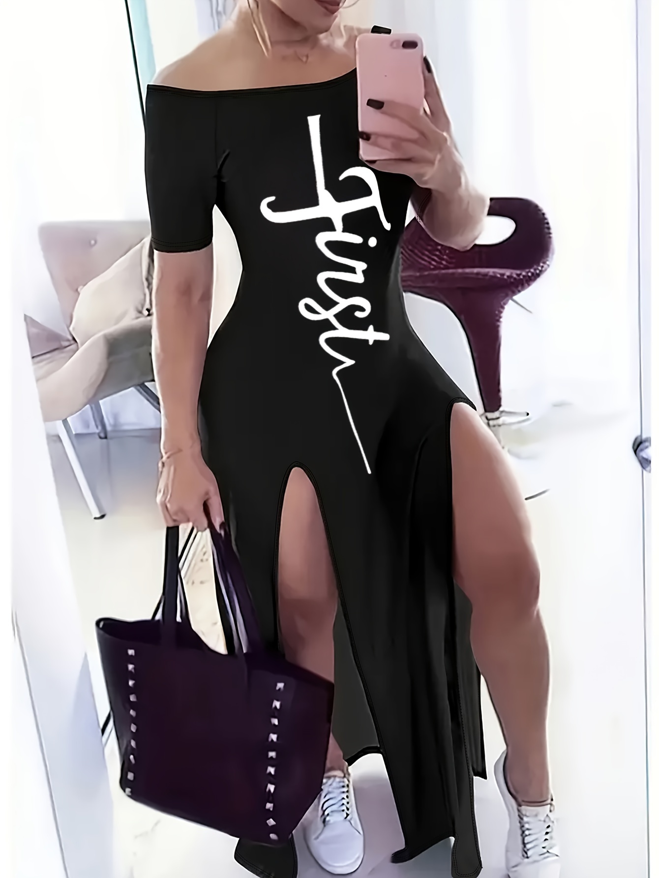 letter print dress sold on Temu United States