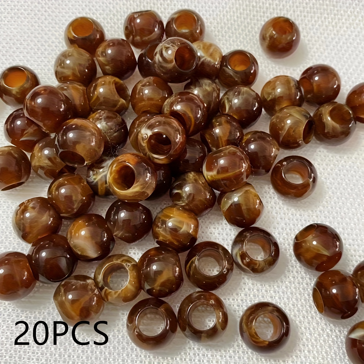 20pcs Handmade Large Hole Black/brown Round Beads For Jewelry, Bracelets, Necklaces, Earrings, Apparel Crafts, And Diy Bead Accessories