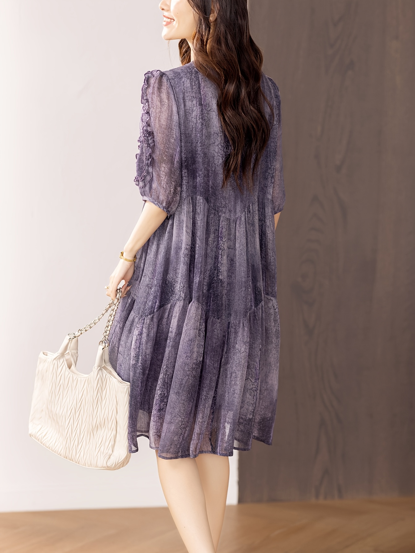 plus size plus size womens elegant purple chiffon midi dress - Temu  Mauritius