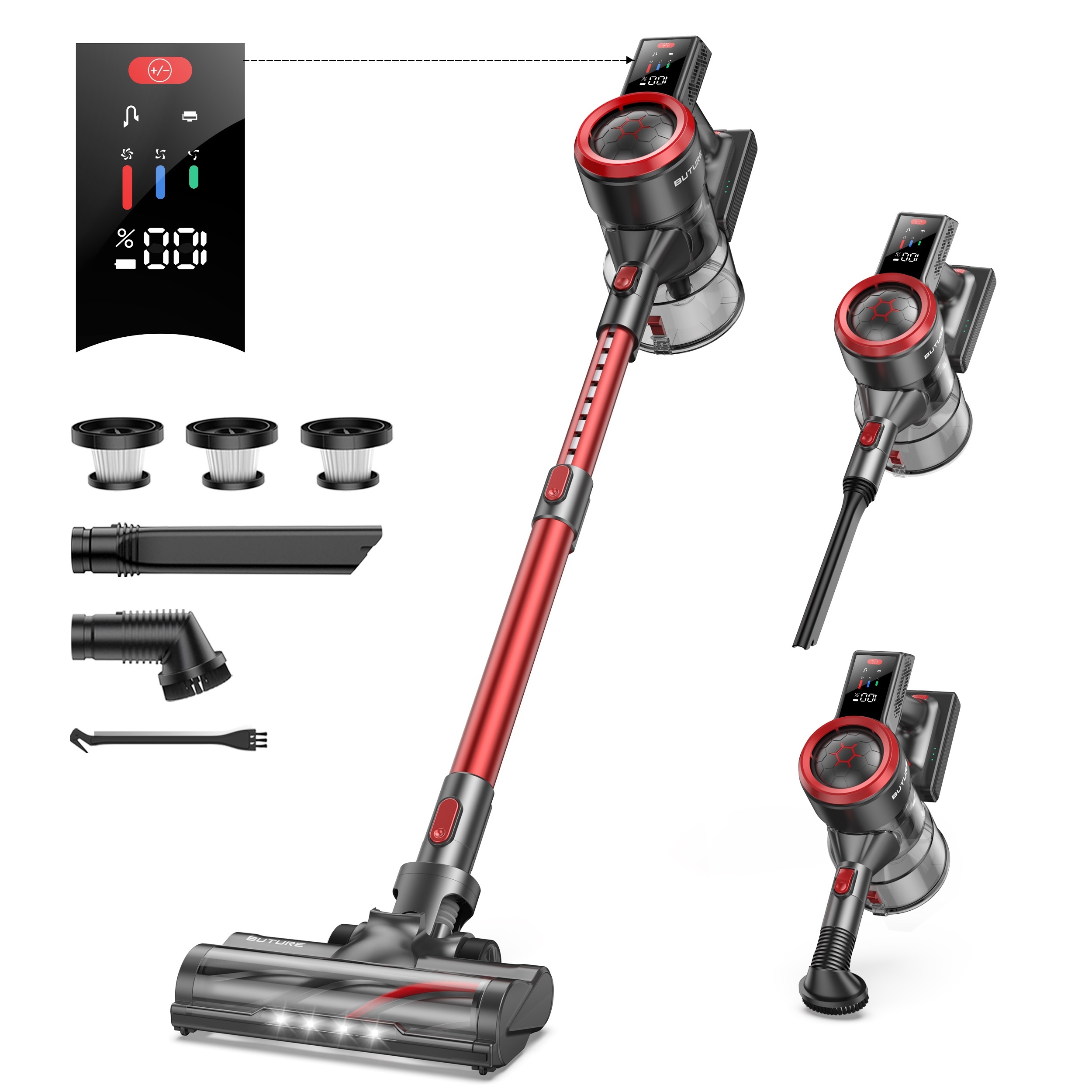 

Cordless Vacuum Cleaner, 450w/38kpa Powerful Stick Vacuum With Rechargeable Wall Mount, Touch Display, Up To 55 , 1.5l Dust Cup, Lightweight Anti-tangle Vacuums For Pet Hair Carpet Hard Floor