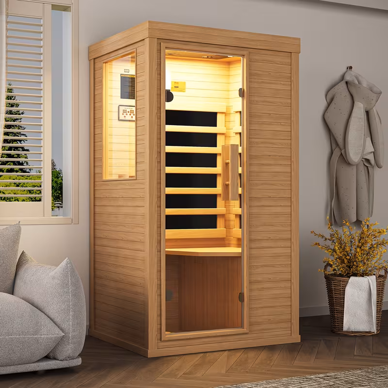 1 2 person indoor 2 7x2 3 with a half dry sauna with control panel low emf sauna for muscle recovery patio backyard Product details 5