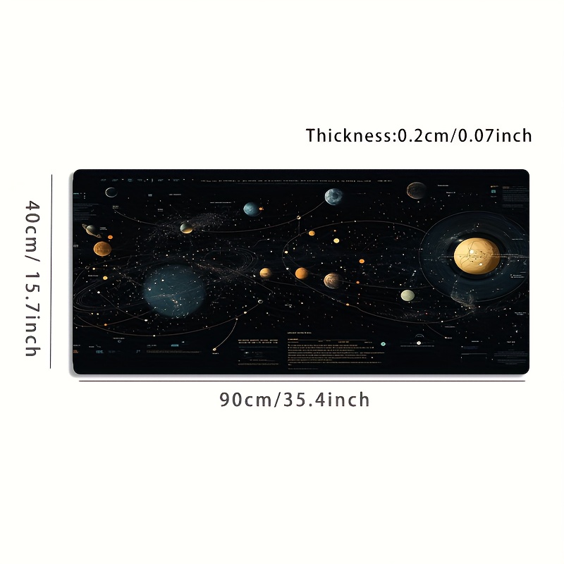 TEMU 1pc Large-sized Mouse Pad With A Black And Golden Planet Network Connection Pattern, Featuring A Non-slip, Washable Rubber Base. This Oversized