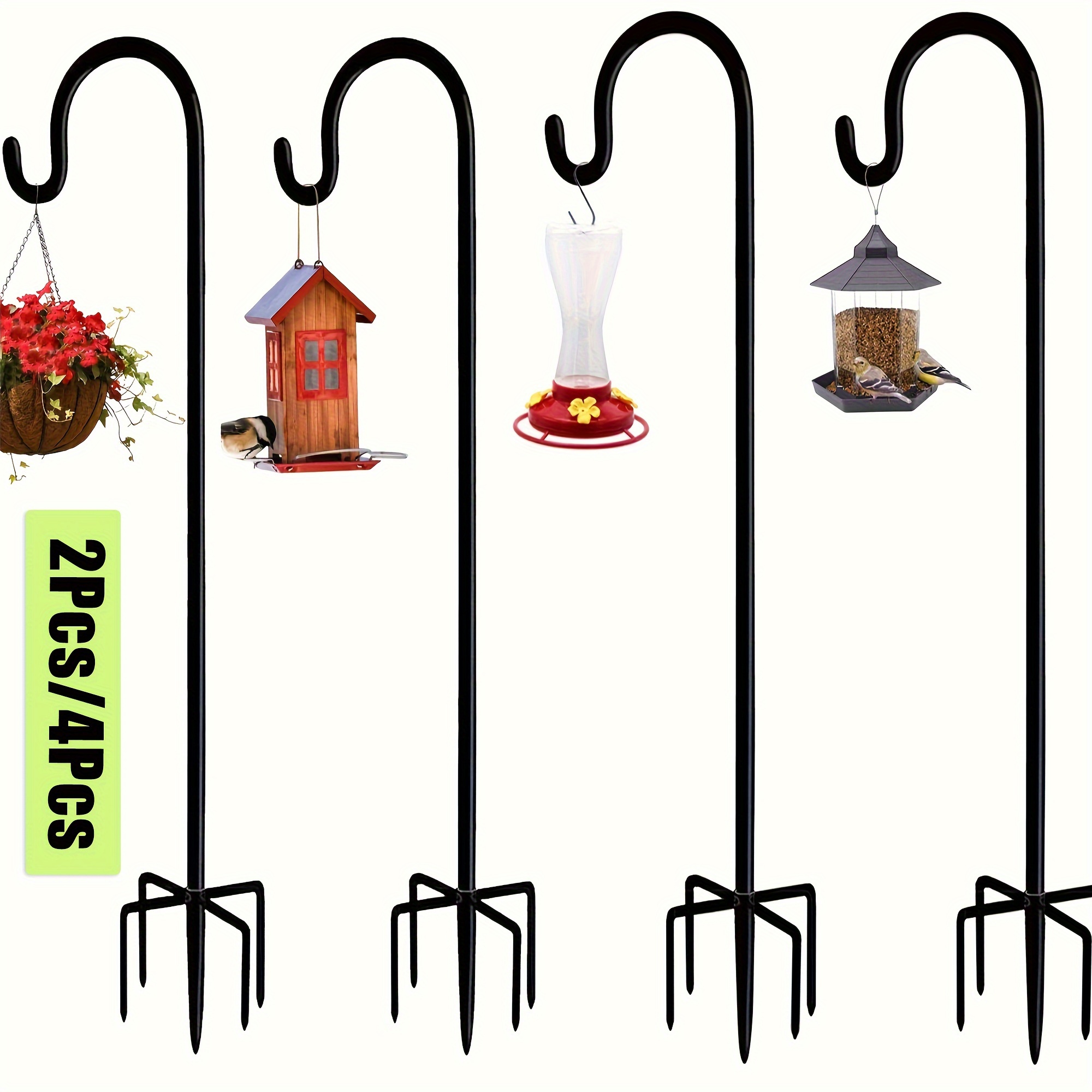 

Shepherd Hooks For Outdoor, 2/4 Pack 63 Inch Bird Feeder Pole With 5 Base For Hanging Lantern, , Lightweight Plant, Shepherds Hook For Bird Feeders For Outside