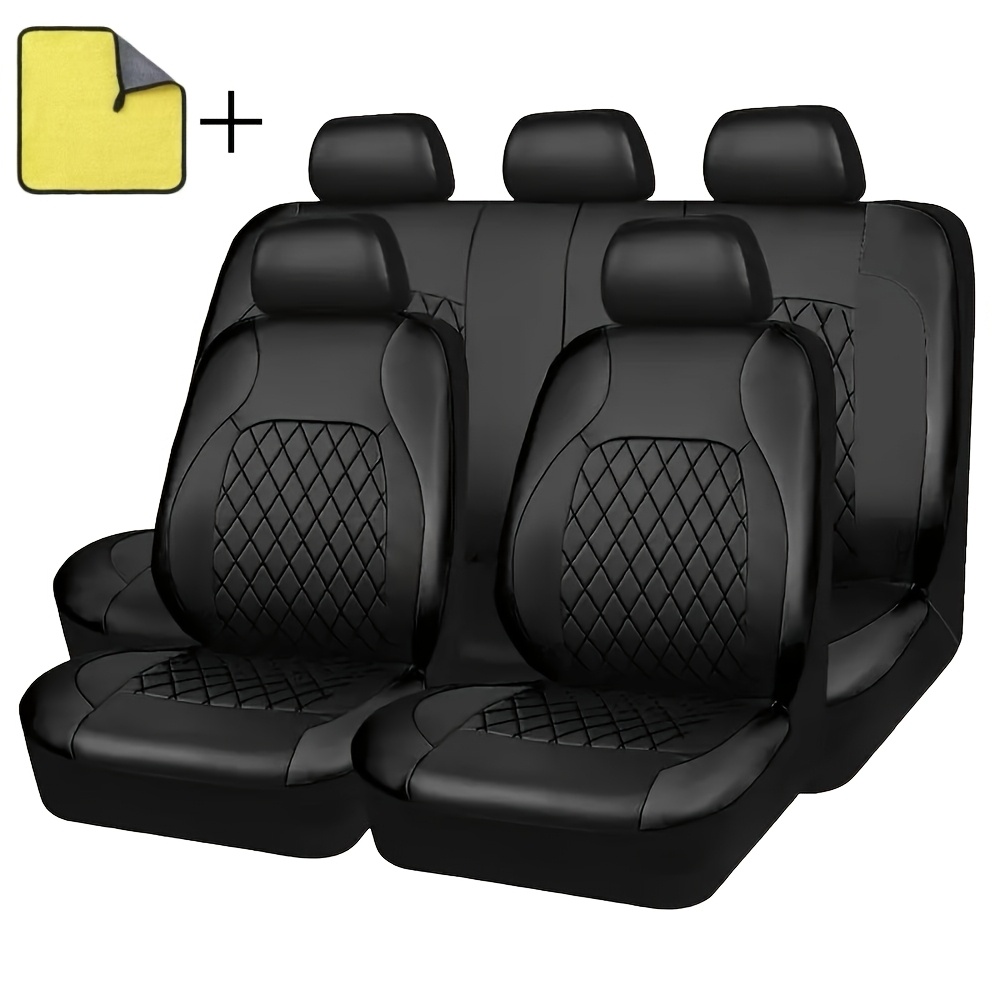E-shop AUTO Kunstleder SITZBEZÜGE FULL SET SCHWARZ 5-teilig UNIVERSAL ANTI-RÜCKSTOSS & LANGE HALTBARKEIT ALLSEASONS REINIGUNGSTUCH