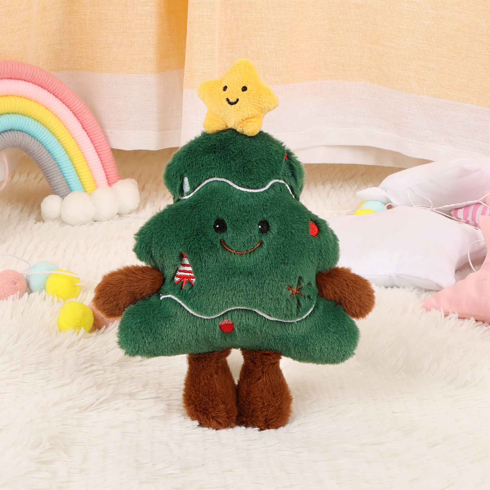 Image of 1pc Christmas Gingerbread For Man Plush Pendant Toys, Santa Claus, Christmas Box, Christmas Tree Decoration Pendant Plush Doll, Festive Home Accent Christmas Gifts, Seasonal