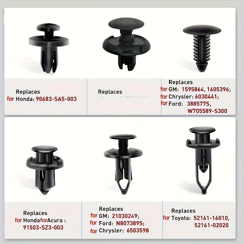 TEMU 200pcs Car Set - Plastic Clips & Bumper Rivets, 6mm-10mm Sizes, For , For Ford, For & All - Essential Auto Body Repair Kit, Car Clips