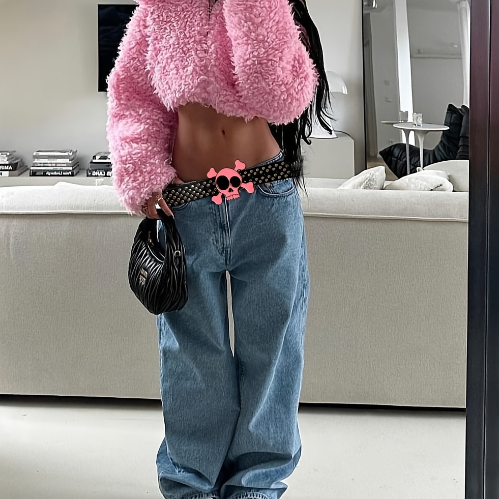 TEMU Belt Daily Studded Belt, Y2k Belt, Western , Bb Belt, Pink, Spicy Belt, Full-body Studded Outfits Belt, Belt, Sexy Belt