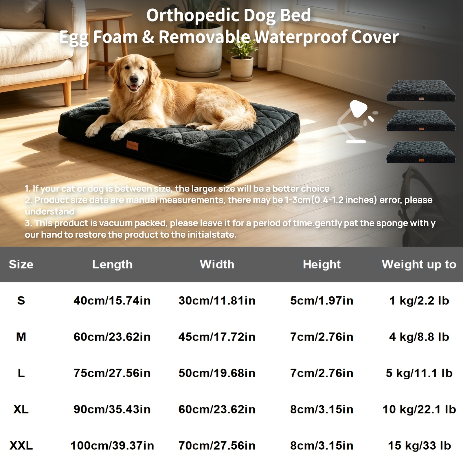 4 legged orthopedic dog beds for large dogs dog beds with removable washable cover featuring a unique quilted pattern detachable and washable feature pet bed adopts high density egg crate foam with inner liner Product details 3