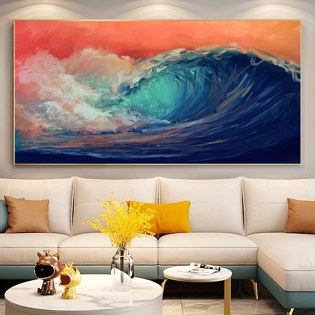 

1pc Unframed Canvas Poster, Retro Art, Sea Waves, Ideal Gift For Bedroom Living Room Corridor, Wall Art, Wall Decor, Winter Decor, Room Decoration