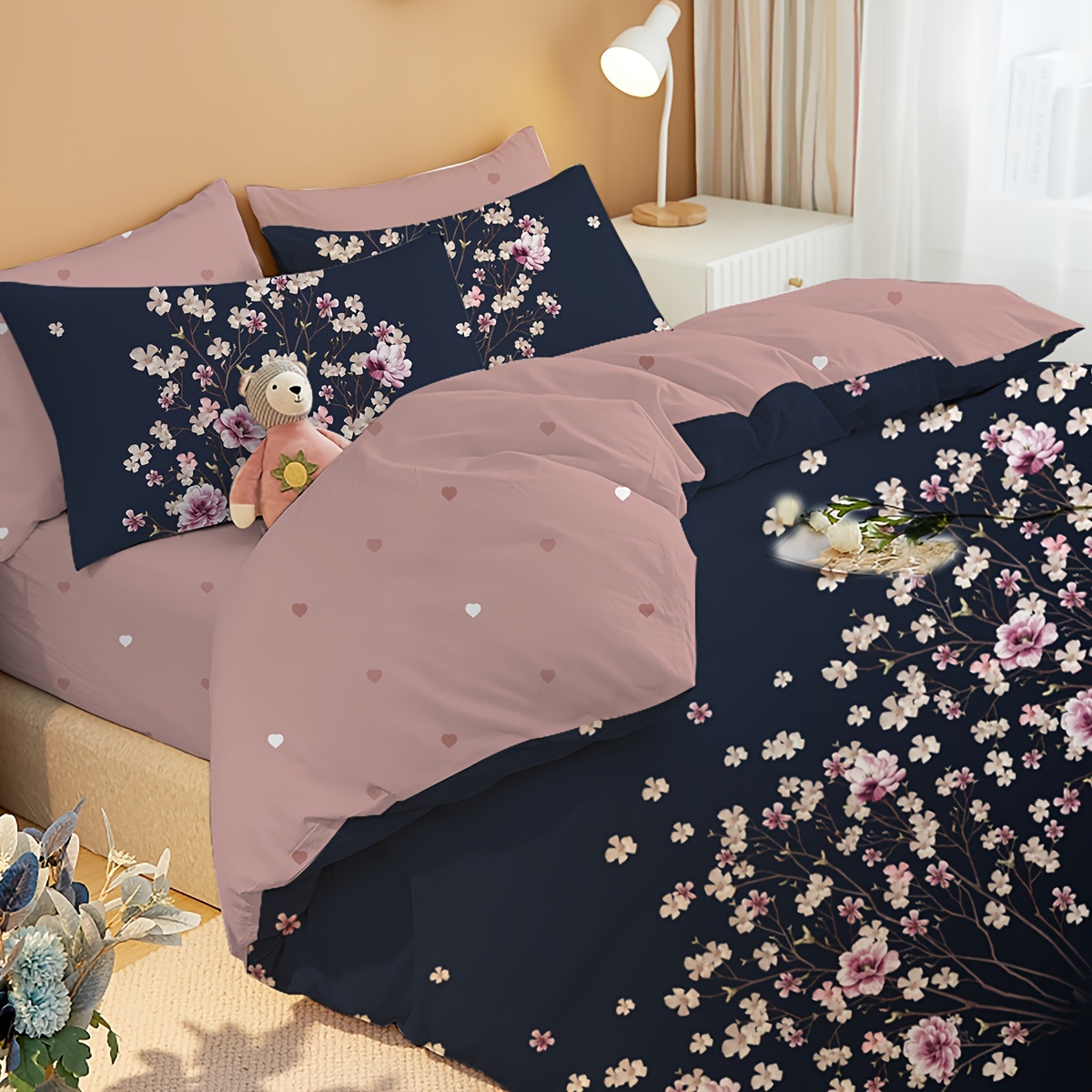 3pcs Fashion Simple Versatile Floral Quilt Cover Set