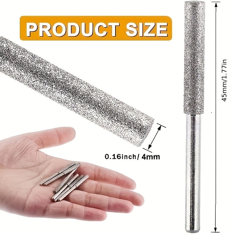 5pcs Diamond Chainsaw Sharpener Set, Rotary Tool Sharpening Head File, Suitable For Chainsaws, Artificial Jade, Glass, Metal, And Wood Grinding - No-charge