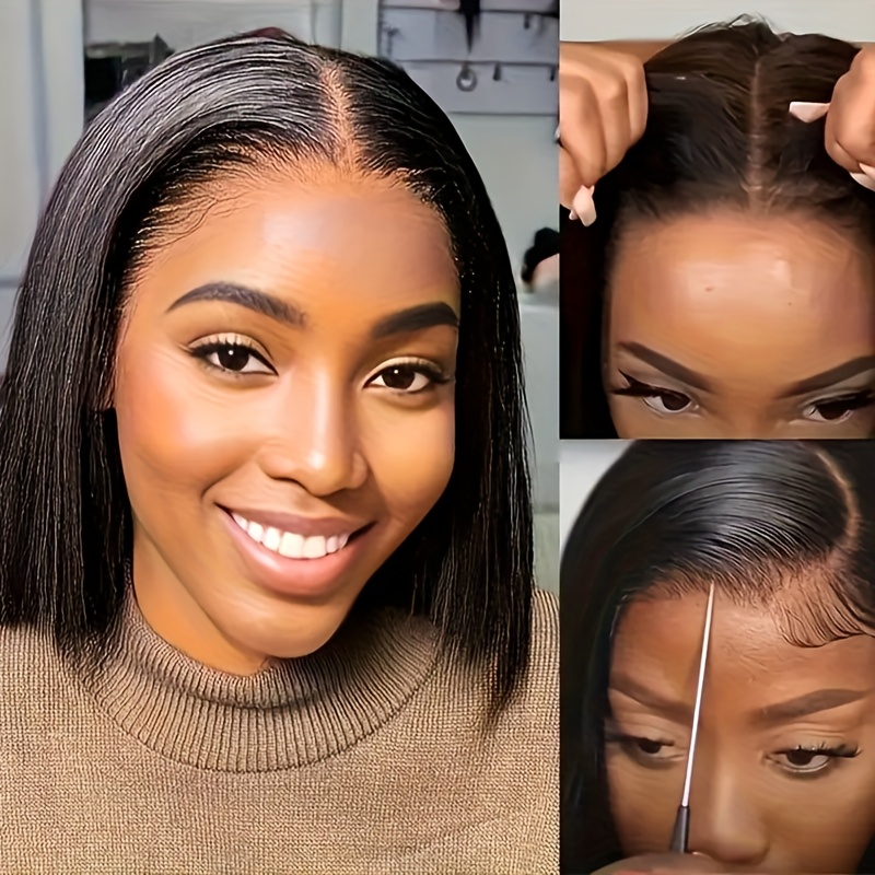 Bob Human Hair Wig 13×4 Lace Front Wig Human Hair Short Hair Wig Straight BOB Wig 20.32-30.48 cm 150% Density Wigs Suitable for Holiday Use