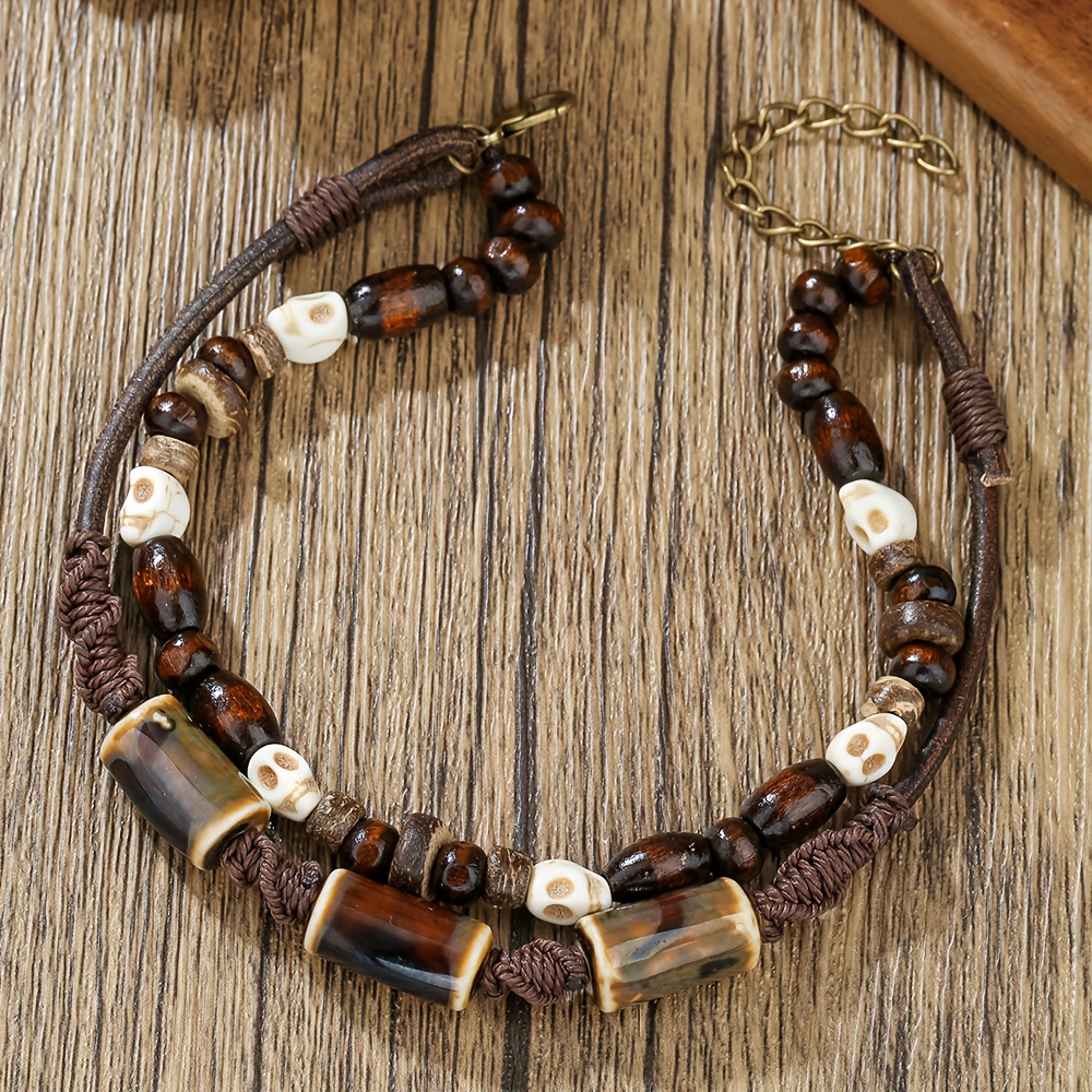 Men's Handcrafted Ceramic Woven Anklet For Beach Vacations And Casual Everyday Wear
