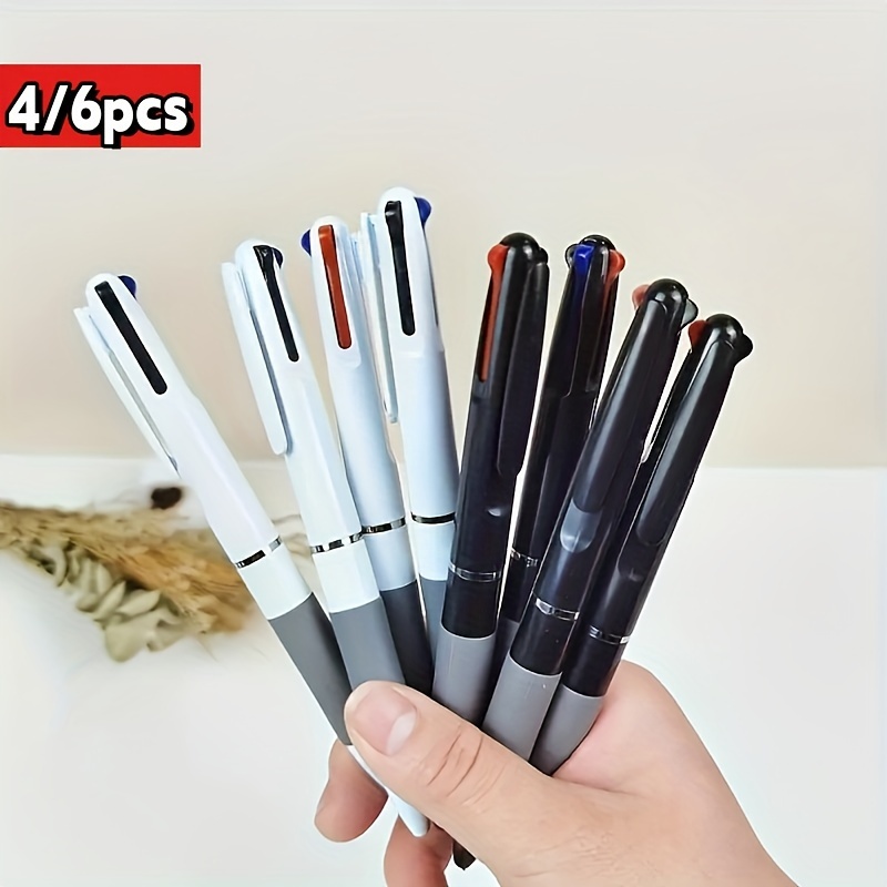 

4/6pcs Mixed Round , 0.5mm - Pen, 3 Refillable , , Red And -in-one Round Pen