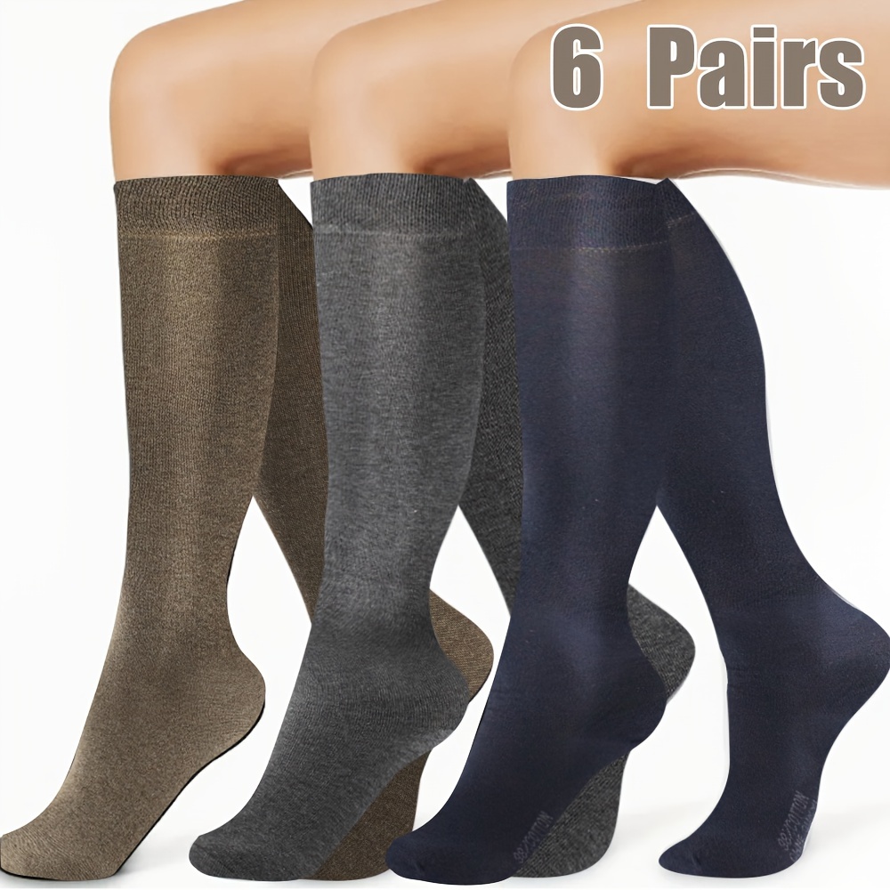 

6-pairs Of Fashion- Men's Knee High Socks - Ultra-comfortable, Moisture-wicking, Insulated For Cold Weather - Autumn & Winter