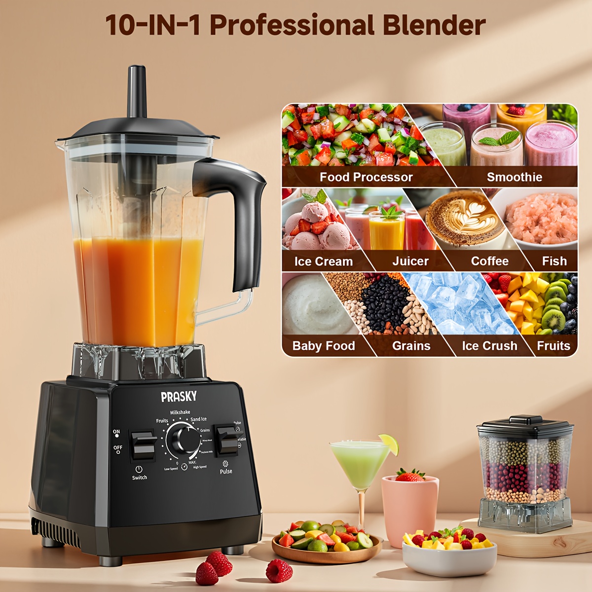 Professional Food Processor Blender, Smoothies Blender, Max.2400W... product image 3