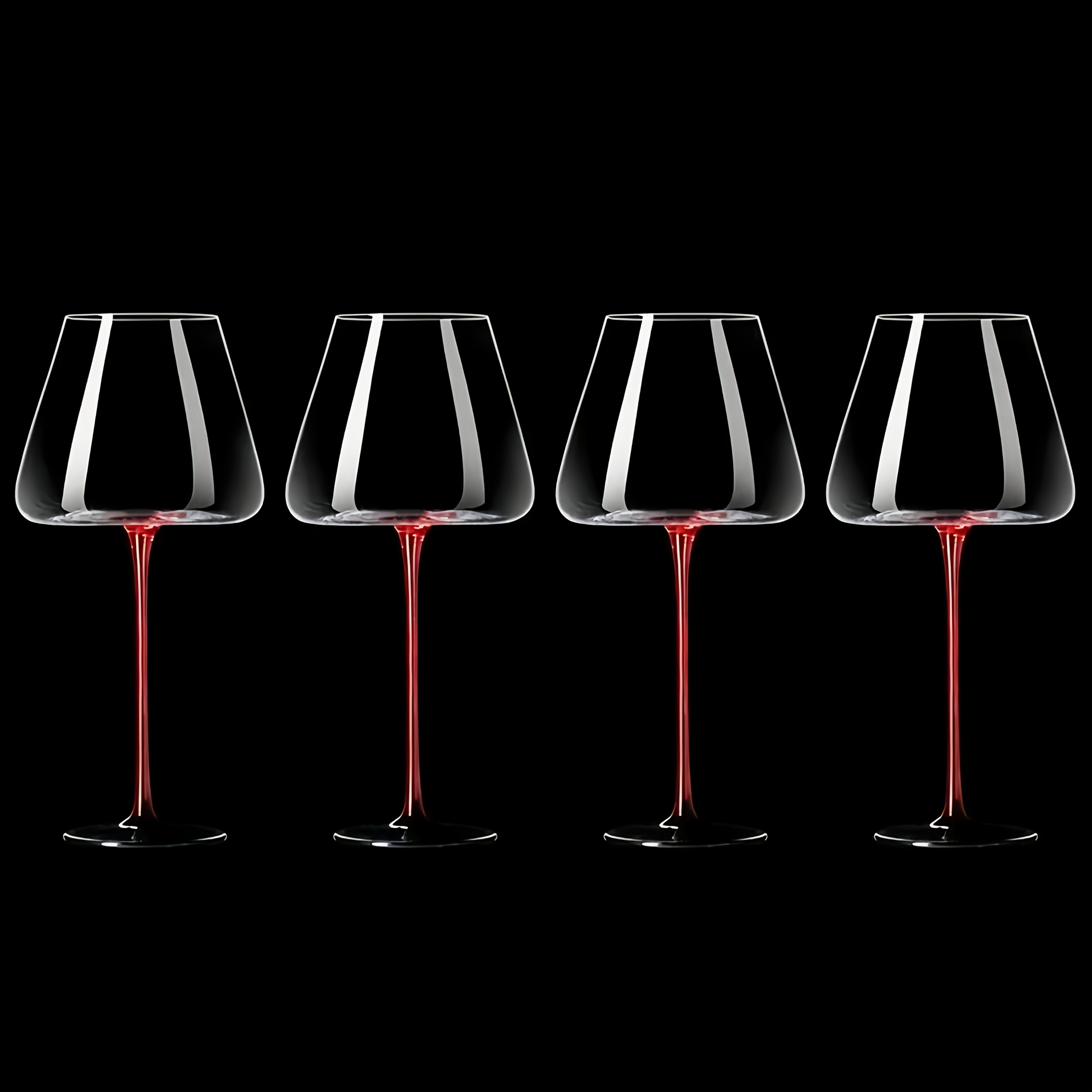 Image of 4pcs Burgundy Red Wine Glass Set, High-end Light Luxury 770ml Large Capacity Highball Glasses, Suitable For Home, Parties, Birthdays, Weddings, And Bars