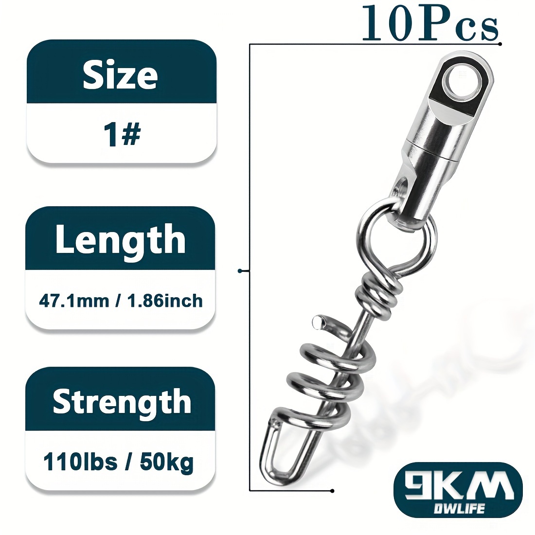10 Fishing Swivel Clips For Saltwater Fishing, Heavy-duty Stainless Steel Round Swivels