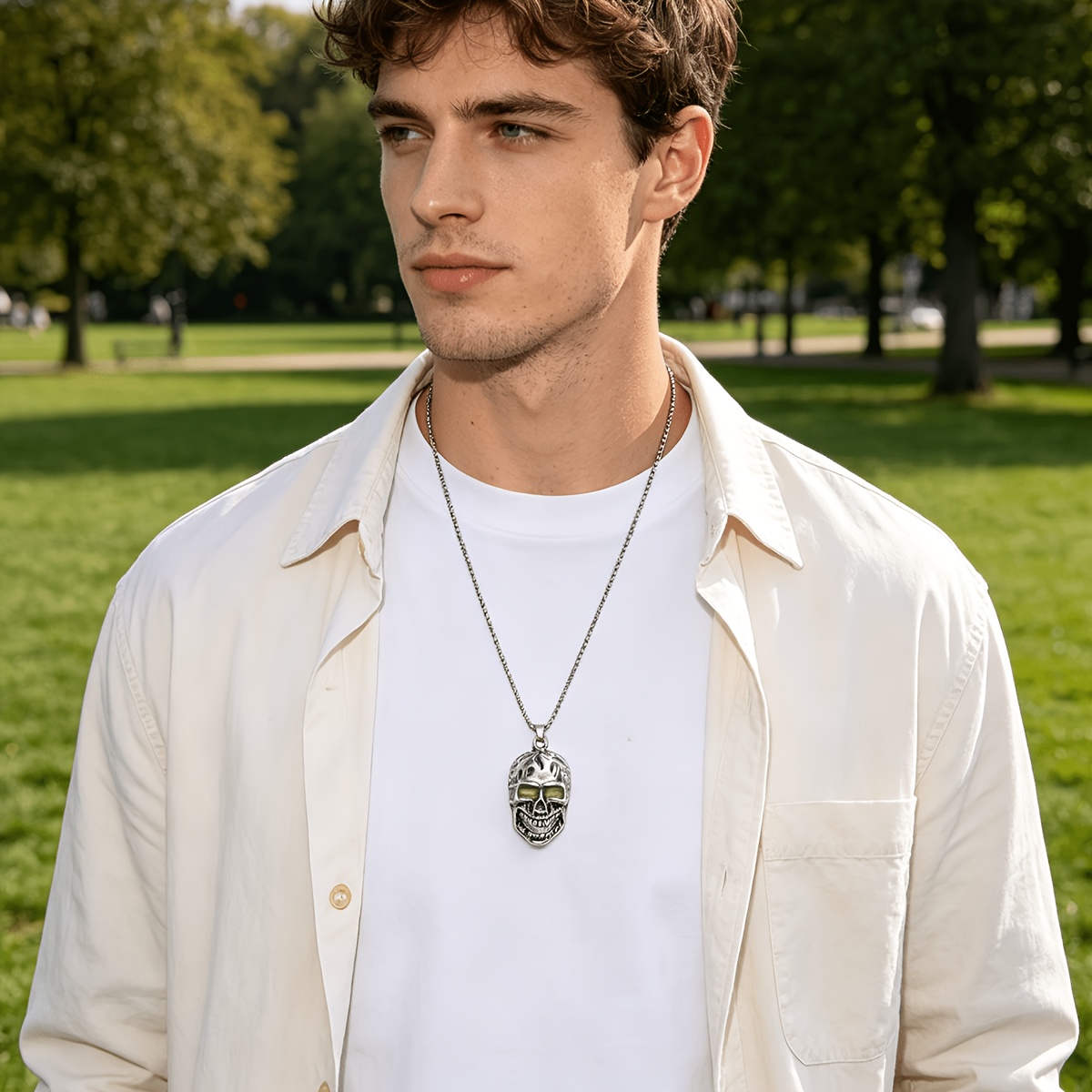 2pcs Set of Vintage Skull Necklaces