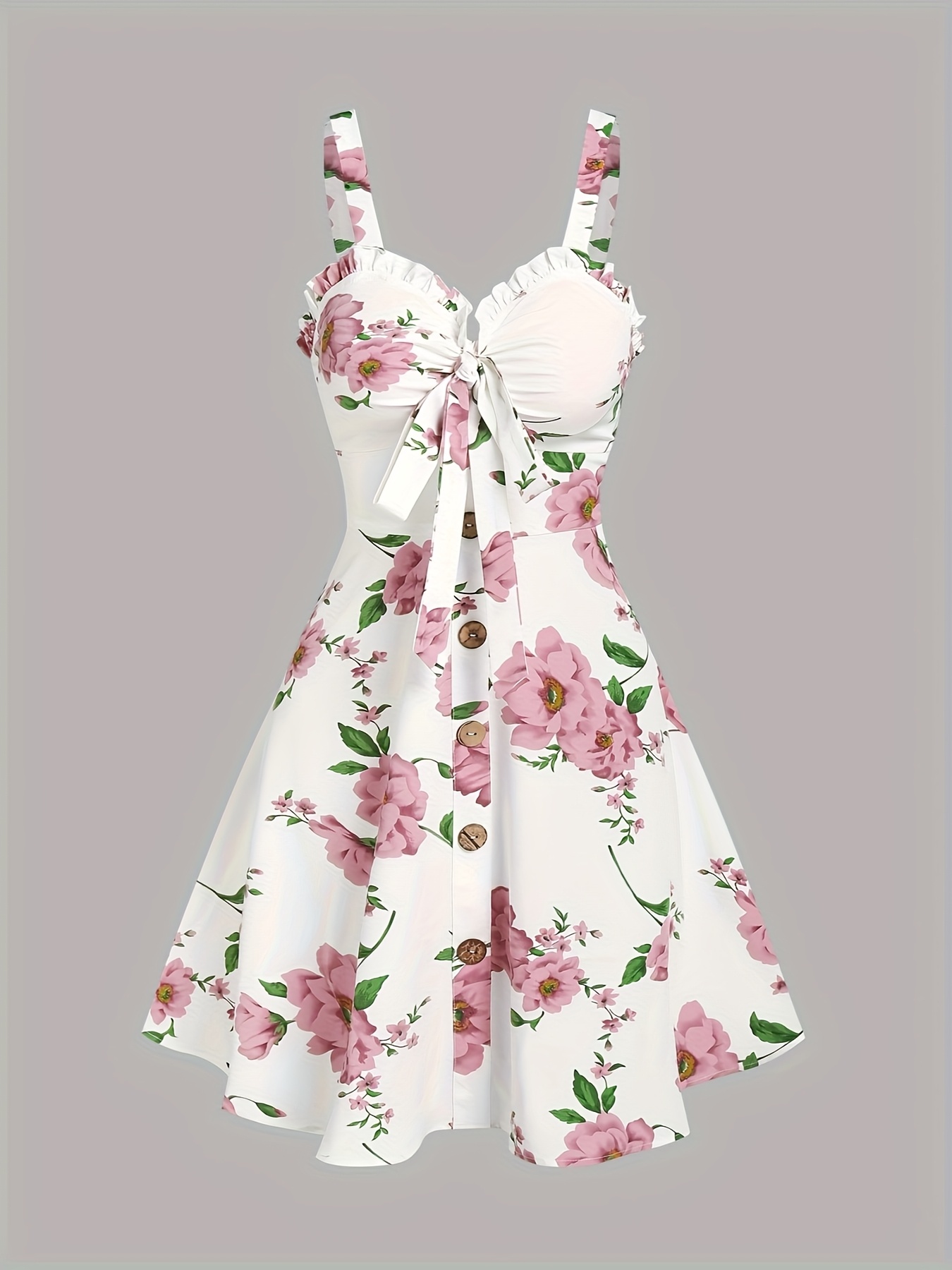 Women's Floral Print Summer Dress Lightweight Polyester A