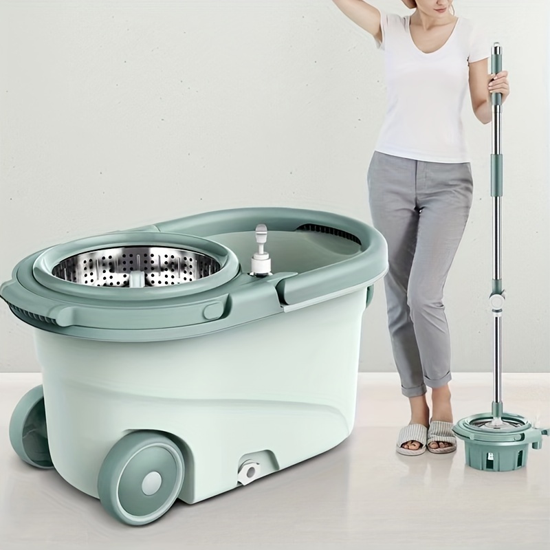 

1 Set, Ultimate Dual Drive Spin Mop Bucket System - Easy Spin Mopping, Hands-free Cleaning, All-in-one Wet And Dry Cleaning For Hardwood, Laminate, Tile And Wood Floors - Superior Vacuuming Technology