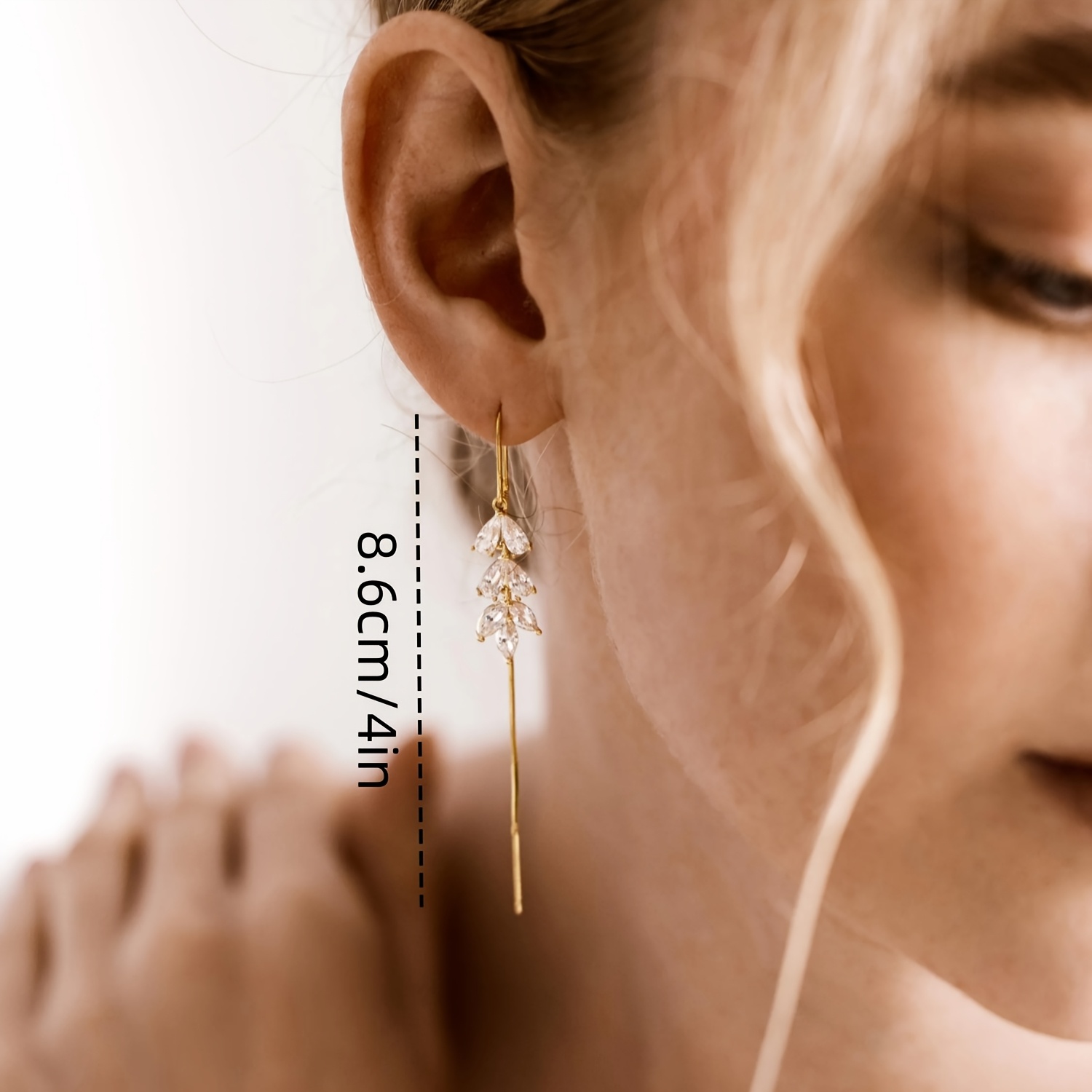 Women's Golden Leaf Tassel Dangle Threader Earrings