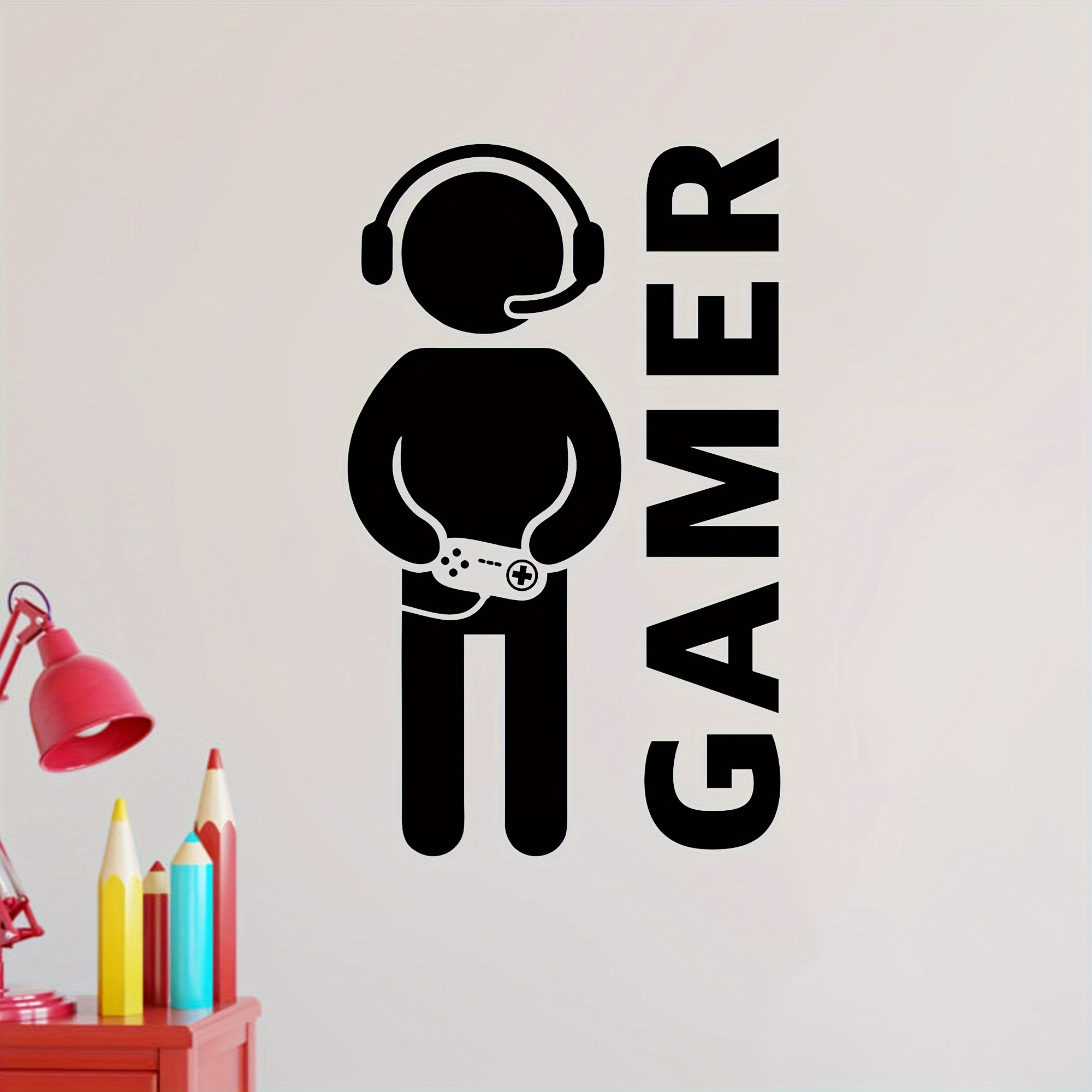 1pc Game Wall Sticker Art Vinyl Gamer Pattern Wall Decal Gaming Controller Wall Sticker Home Bedroom Gaming Room Decoration Interior Design Room Decor