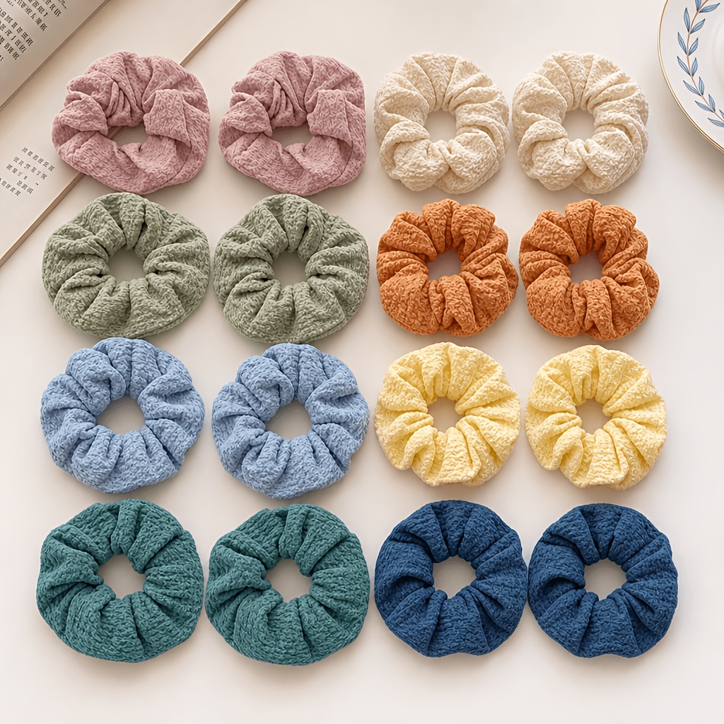 TEMU 16 chouchous pastel à texture bulle, tissu doux et crissant, accessoires de cheveux minimalistes et fraîches pour femmes, à et en décontracté
