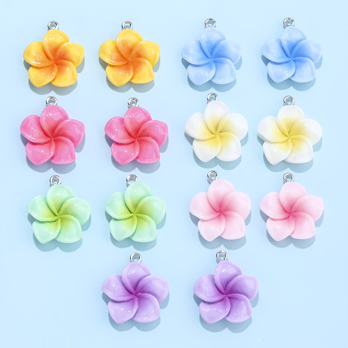 30/50pcs Mixed Resin Flower Pendants for DIY Jewelry Making