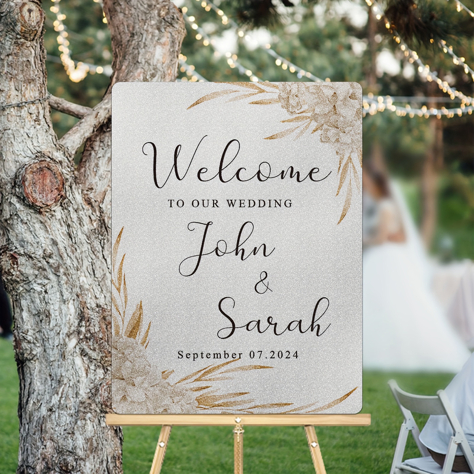 

Elegant Wedding Welcome Sign: Perfect For Outdoor Or Indoor Decorations - Customizable With Pvc Material And Suitable For Various Occasions