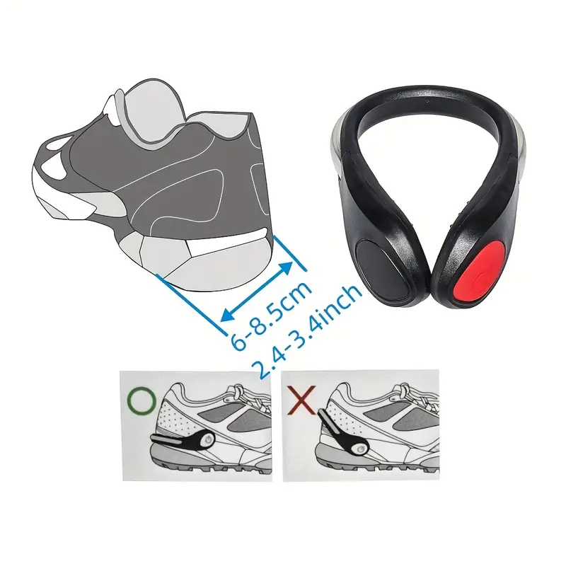1pc led shoe light clip for night running 1pc led shoe light clip 2 cr2032 battery powered abs material non rechargeable single color lighting 36v or lower operating voltage electronic components included ideal for night sports details 0