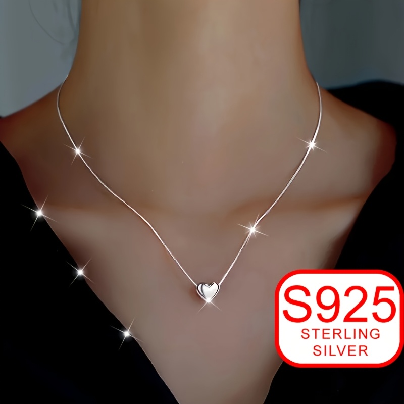 

S925 Silver Low-allergy Heart Necklace For, Featuring A With A High-end , A Simple And Heart-shaped Chain, Ramadan And Comes In An Anti-oxidation Gift Box.