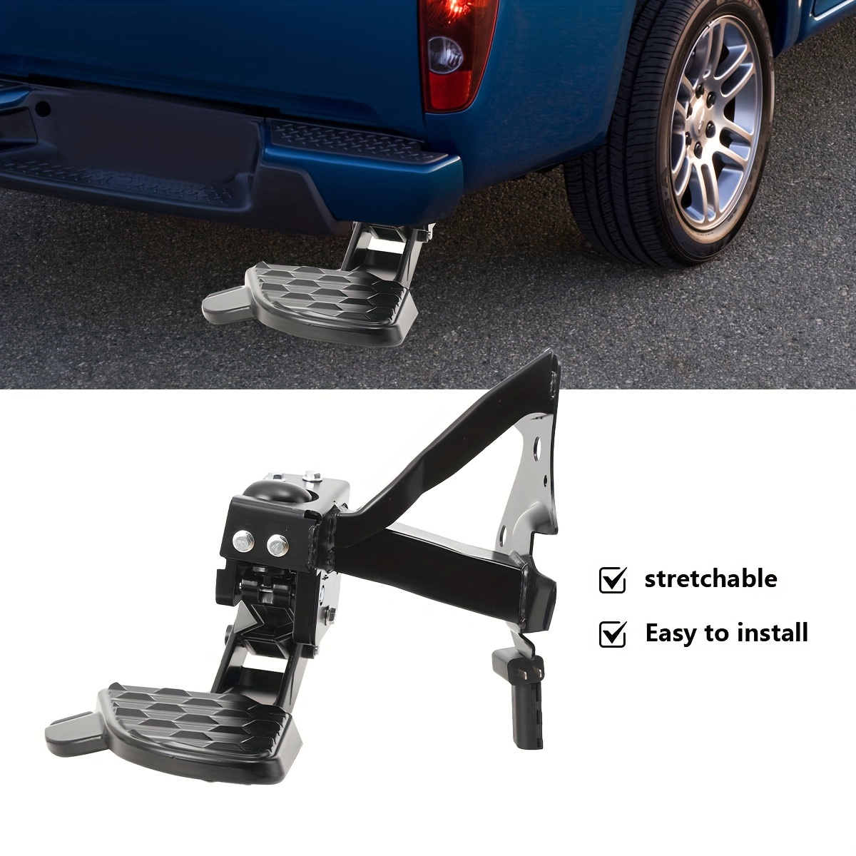 Heavy-duty Retractable Rear Bed Step For 2019-2021 For For Dt 1500 - Durable Abs Bumper Step, , Replacement