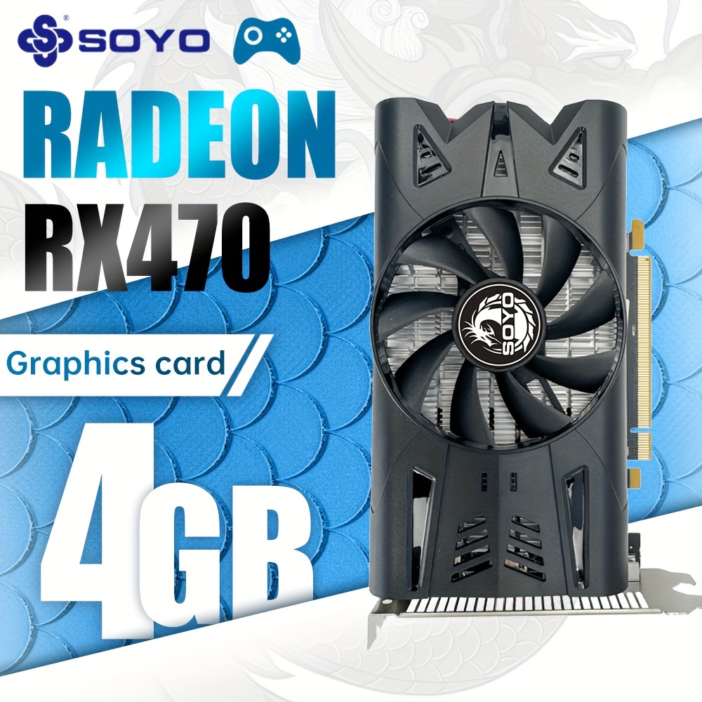 * * RX470 Graphics Card, 4G GDDR5 256-bit Graphics Card, Used For PC Games,  With HDTV Compatible Display Port And DVI PCI3.0×16 Single Fan Gaming  Graphics Card