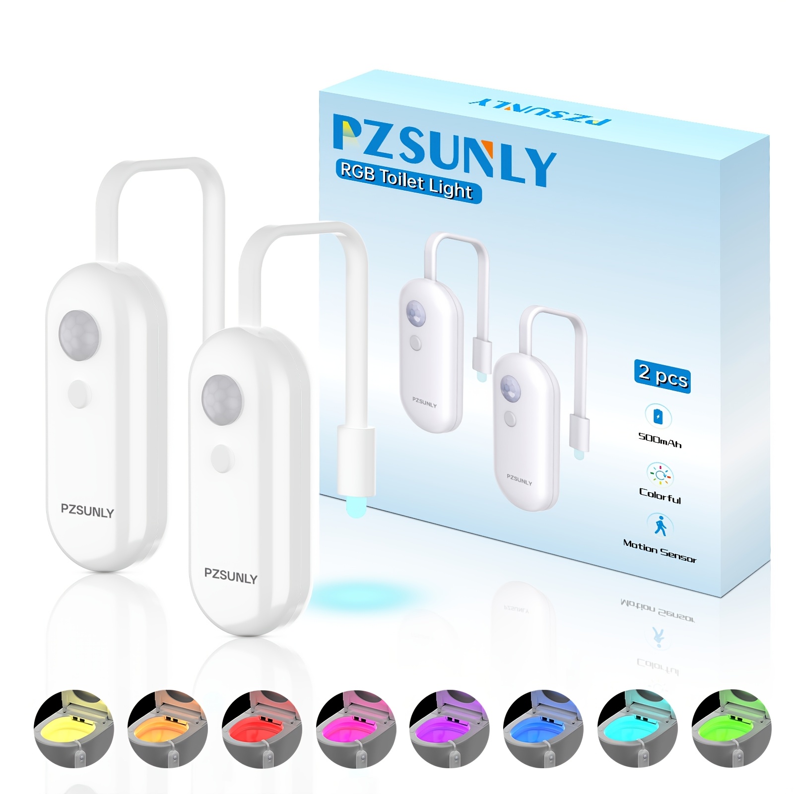 Image of Pzsunly Toilet Motion Sensor Light, 8 Colors Changing Sensor Led Washroom Night Toliet Lamp, Pir Motion Activated Bathroom Accessory, Fits Any Toilet For Event Holding/shops/stores
