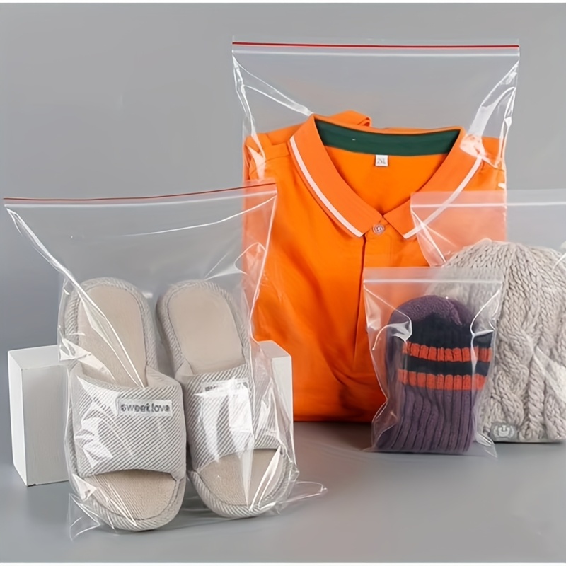100pcs Reusable Zip Lock Plastic Bags, Reclosable Transparent Shoe Bags, Vacuum Storage Bags, Poly Clear Bags, Coated: Uncoated, Material: Polyethylene Terephthalate