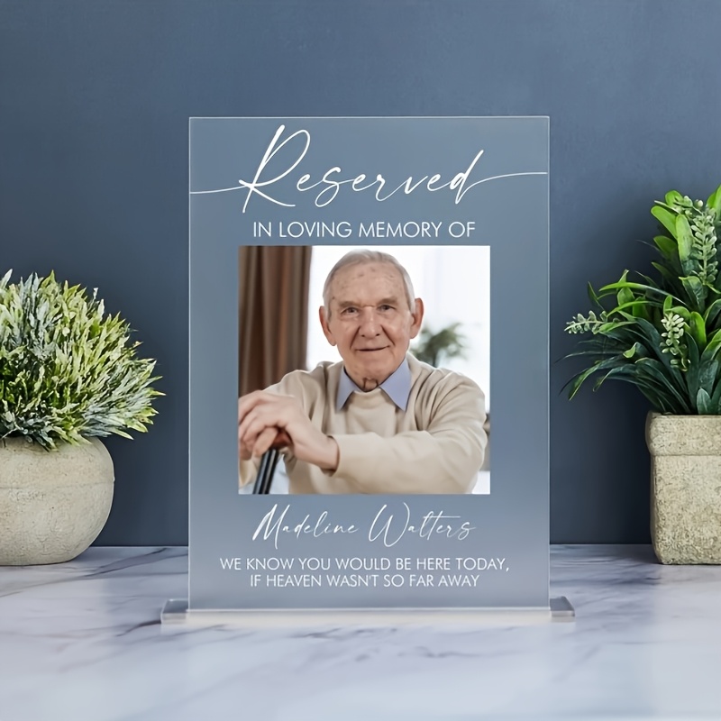 TEMU 1pc Reserved Memorial Sign, Personalized Memorial Acrylic Plaque, Sympathy Gift, In Loving Memory Sign, Wedding Memorial Sign, Modern Wedding
