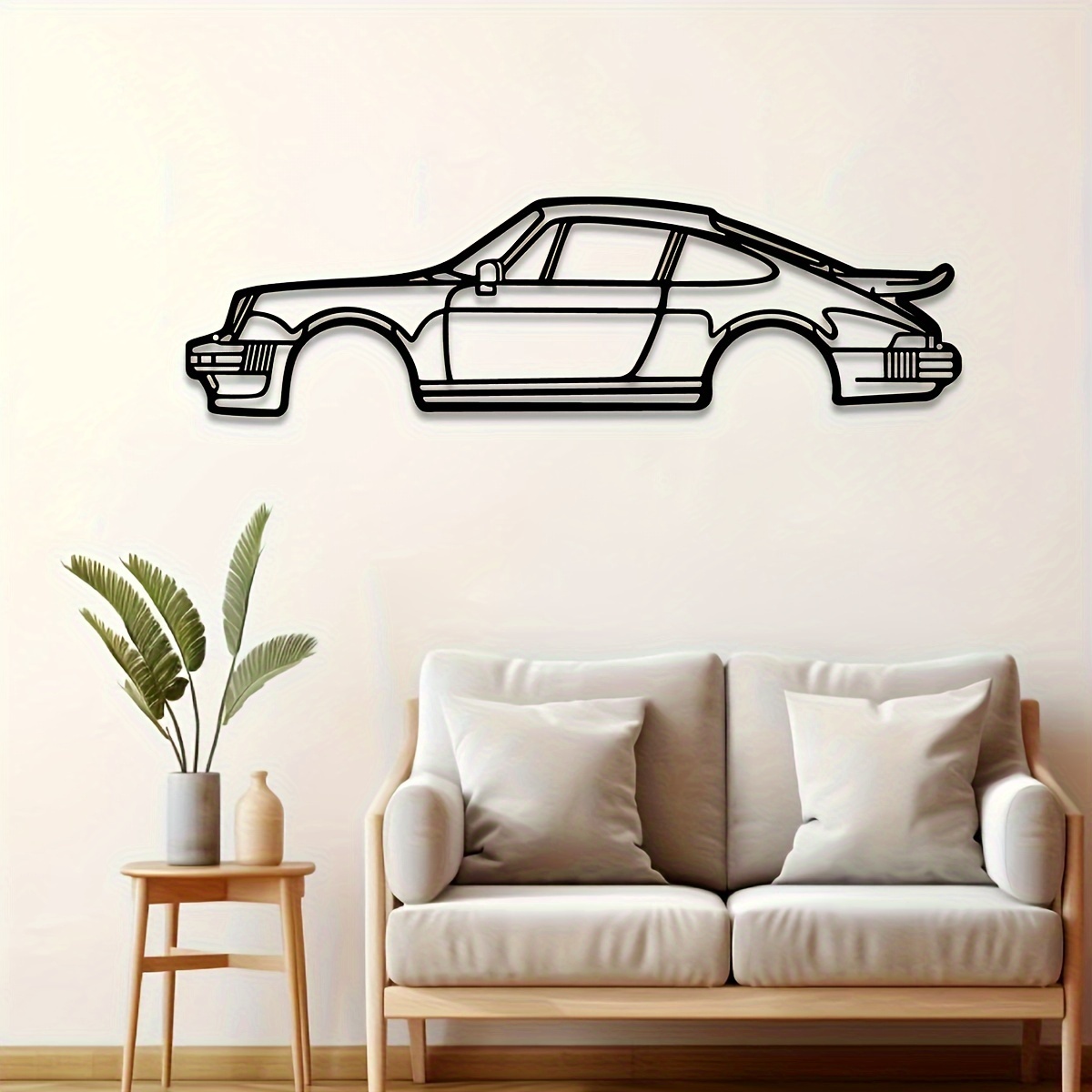 

1pc Laser-cut Simplistic Line Art, Metal Iron Craft, Sports Car Silhouette Wall Art, Home Decor, Indoor & Outdoor Metal Wall Hanging Craft For Living Room Bedroom Garage Decor