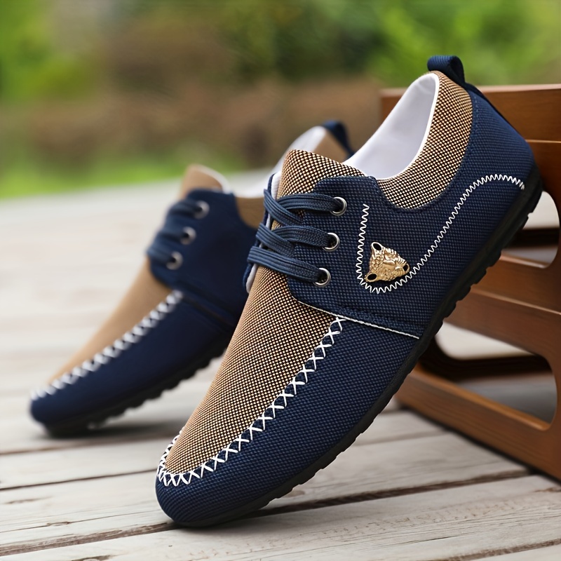 

Men's Vintage Colour Block Loafer Shoes, Comfy Non Slip Durable Casual Dress Shoes, Men's Footwear