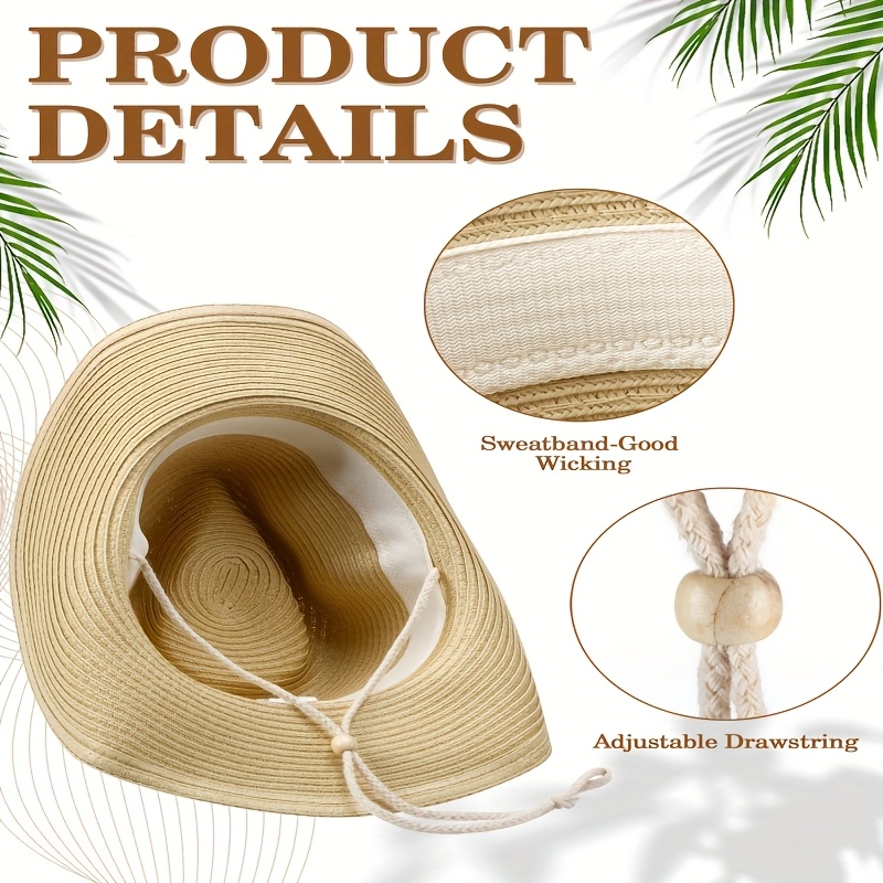 12pcs adult straw cowboy hats western cowgirls hat bulk wide  display picture 2