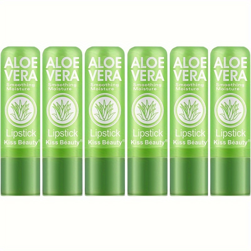Image of 6pcs -changing Aloe Vera Lipstick - Long-lasting, Moisturizing & Temperature - Perfect Valentine's Gift For Adults, Natural Look Crayon Form