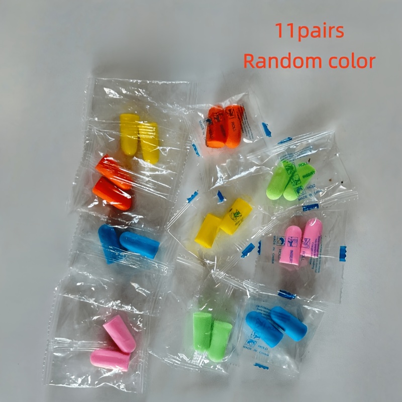 Image of 11 Pairs Bagged Foam Earplugs, Random Colors, Ear-friendly & Skin-friendly, Soft Slow Rebound, Comfortable And Cost-effective. Suitable For Travel, Sleep, Study, Flight, Work And .
