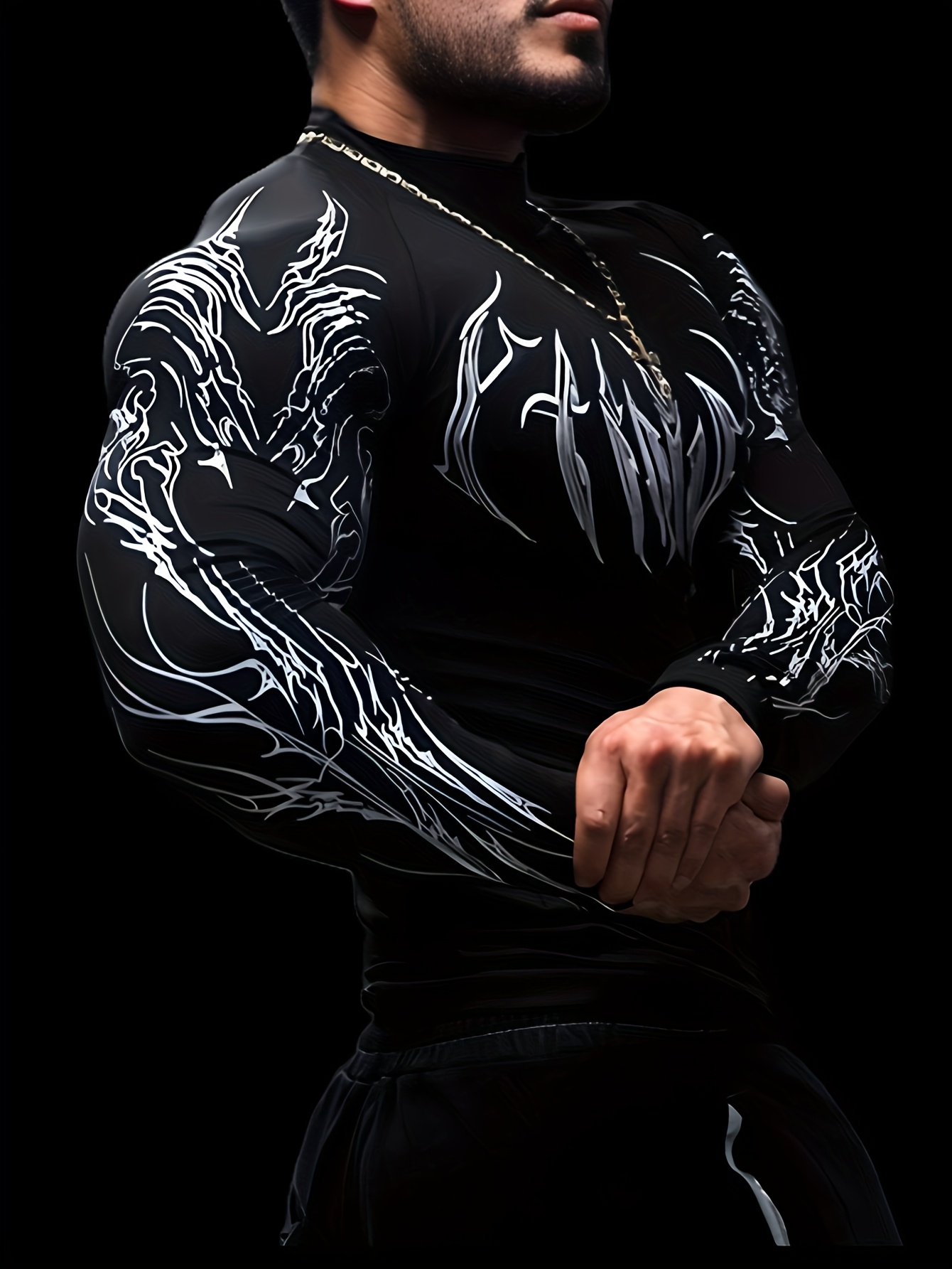 breathedivinity mens 2025 new high neck long sleeve muscle - Temu
