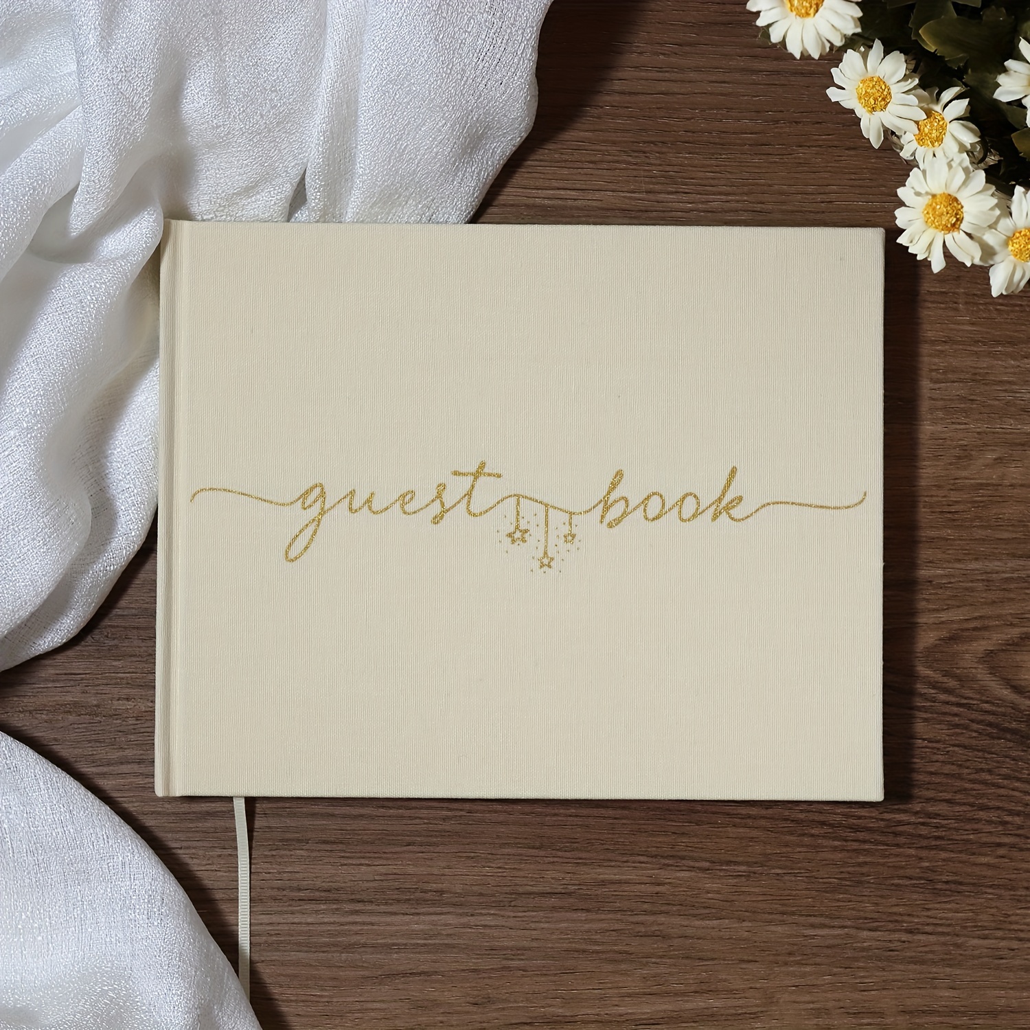 

Elegant Wedding Guest Book For Wedding Reception, Beautiful Guestbook For Baby Shower And Wedding Decor, 100 Blank Pages For Sign In, Polaroid Pictures And Photos, Linen Cover