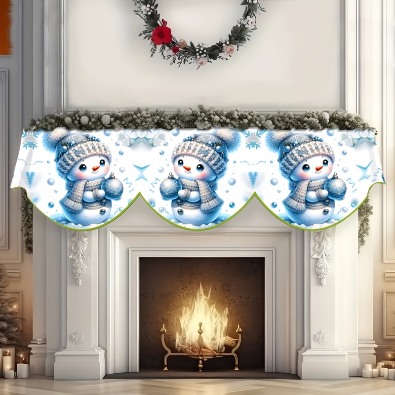 

1pc Christmas Snowman Polyester Table - Rectangular Fireplace For Decor, " X 78.7