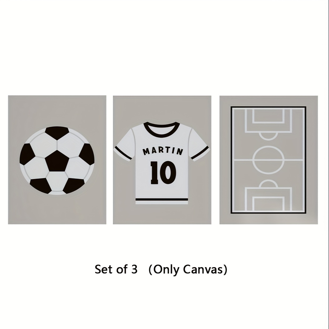 TEMU 2d Flat, Soccer Event 2026 - 2d Flat, [2d Flat] Unframed 3pcs/set Customized Canvas Posters With Optional Frame, Personalized Football Posters,