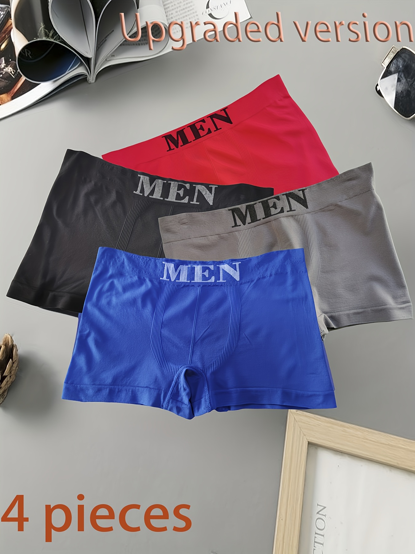 4pcs Men's Fashion Sexy Leopard Print Breathable Comfortable Boxer Briefs  Underwear