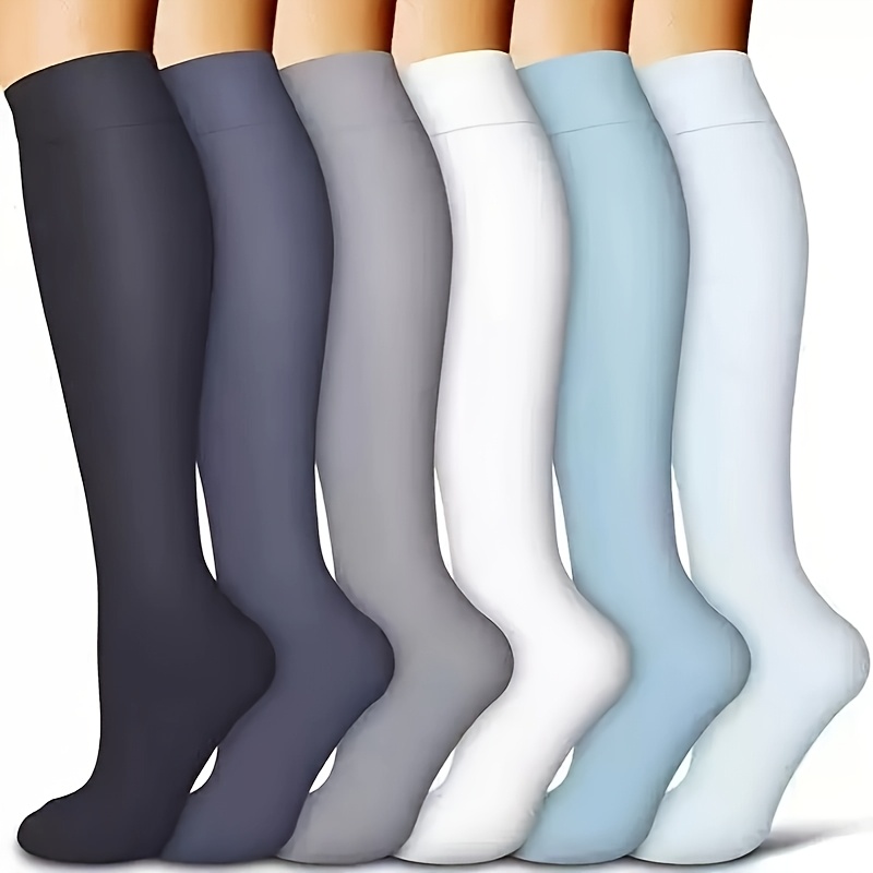 TEMU 6-pair Multicolor Compression Socks, Suitable For Cycling, Rock Climbing, Basketball, Fitness, Running, And Cycling, Breathable Sports Socks